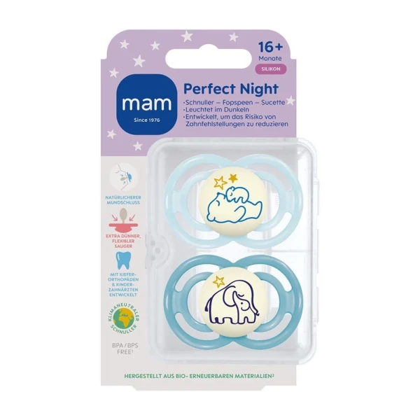 MAM Perfect Night Nuggi 16-36m blue/blue 2 Stk