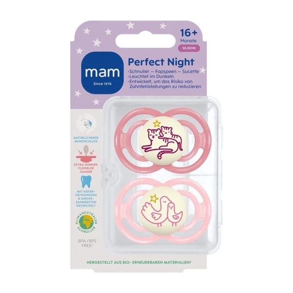 MAM Perfect Night Nuggi 16-36m pink/pink 2 Stk