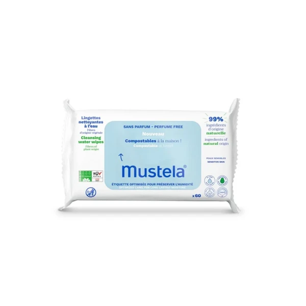 MUSTELA Feuchttücher Wasser kompostier 60 Stk