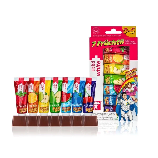 EDEL+WHITE 7 Früchtli Kinderzahnpasta 7 x 9.4 ml