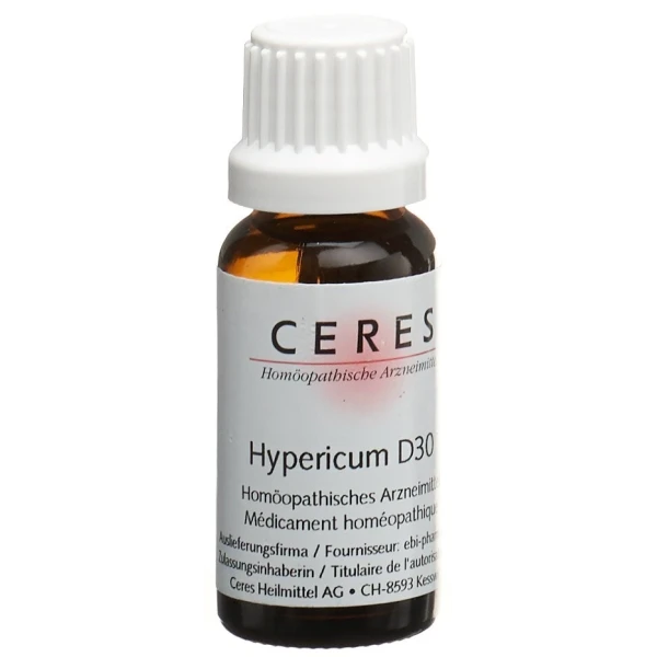 Hier sehen Sie den Artikel CERES Hypericum D 30 Dilution Fl 20 ml aus der Kategorie Homöopathische Arzneimittel. Dieser Artikel ist erhältlich bei pedro-shop.ch