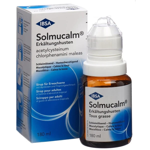 Hier sehen Sie den Artikel SOLMUCALM Erkältungshusten Sirup Erw Fl 180 ml aus der Kategorie Arzneimittel der Liste D. Dieser Artikel ist erhältlich bei pedro-shop.ch
