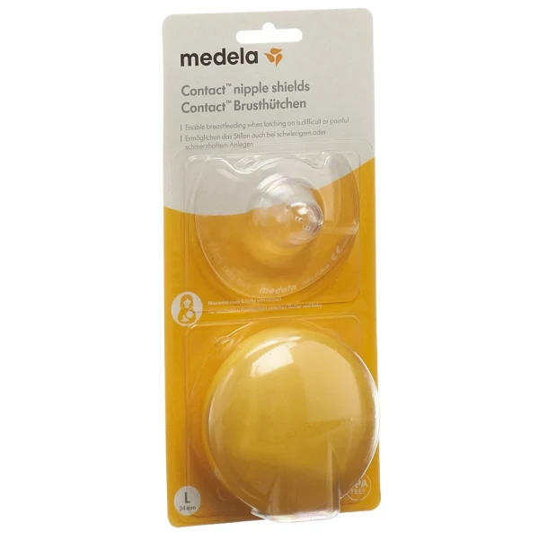 Hier sehen Sie den Artikel MEDELA Contact Brusthütchen L 24mm mit Box 1 Paar aus der Kategorie Brusthütchen. Dieser Artikel ist erhältlich bei pedro-shop.ch
