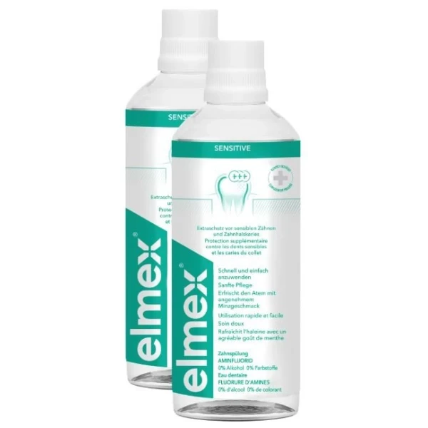 Hier sehen Sie den Artikel ELMEX SENSITIVE Zahnspülung Duo 2 x 400 ml aus der Kategorie Zahnspülungen/Mundwasser. Dieser Artikel ist erhältlich bei pedro-shop.ch