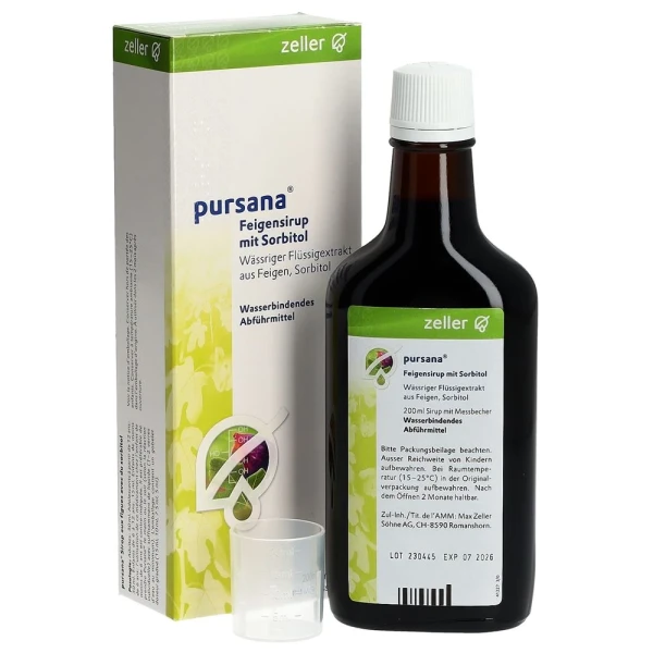 Hier sehen Sie den Artikel PURSANA Feigensirup mit Sorbitol 200 ml aus der Kategorie Arzneimittel der Liste D. Dieser Artikel ist erhältlich bei pedro-shop.ch