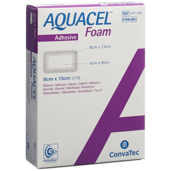 AQUACEL FOAM adhäsiv 8x13cm 10 Stk