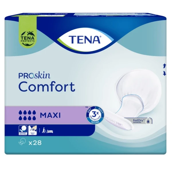 Hier sehen Sie den Artikel TENA Comfort Maxi 28 Stk aus der Kategorie Inkontinenz Einlagen. Dieser Artikel ist erhältlich bei pedro-shop.ch