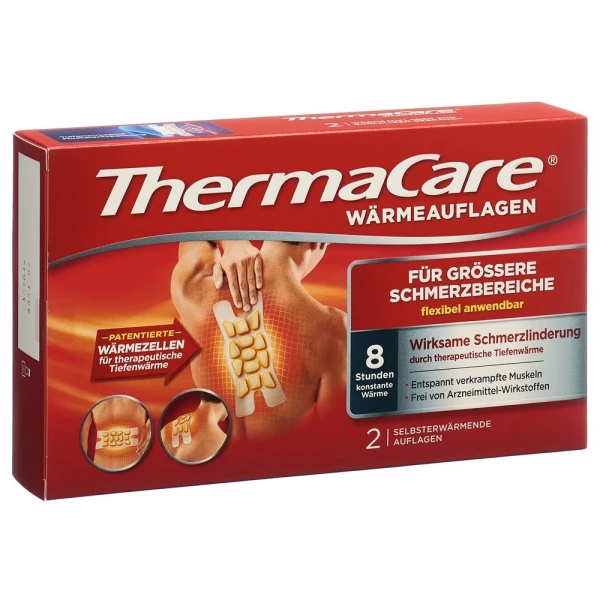 Hier sehen Sie den Artikel THERMACARE grössere Schmerzbereiche 2 Stk aus der Kategorie Kälte- und Wärmetherapie. Dieser Artikel ist erhältlich bei pedro-shop.ch