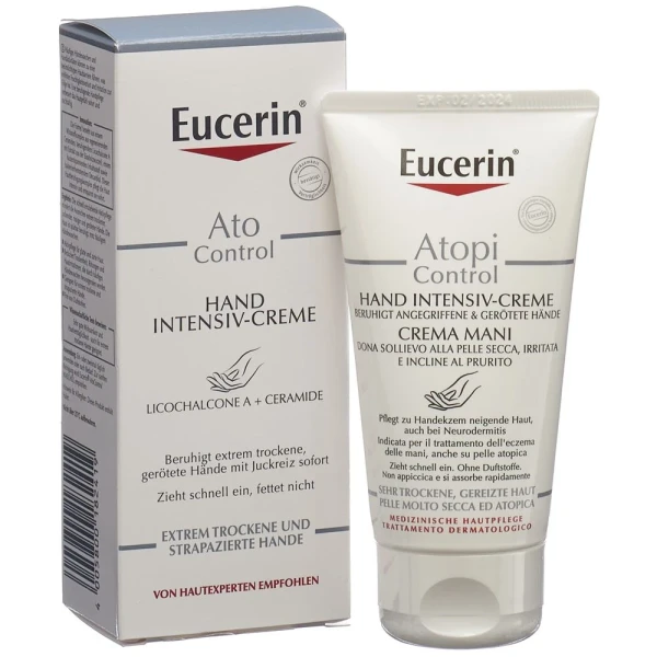 Hier sehen Sie den Artikel EUCERIN AtoControl Hand Intensiv-Creme Tb 75 ml aus der Kategorie Hand-Balsam/Creme/Gel. Dieser Artikel ist erhältlich bei pedro-shop.ch