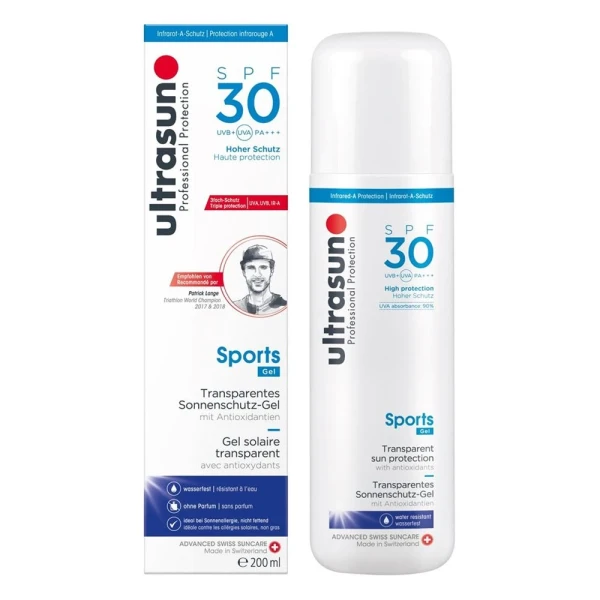 Hier sehen Sie den Artikel ULTRASUN Sports Gel SPF 30 Fl 200 ml aus der Kategorie Sonnenschutz. Dieser Artikel ist erhältlich bei pedro-shop.ch