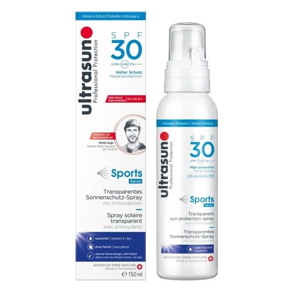 Hier sehen Sie den Artikel ULTRASUN Sports Spray SPF 30 150 ml aus der Kategorie Sonnenschutz. Dieser Artikel ist erhältlich bei pedro-shop.ch