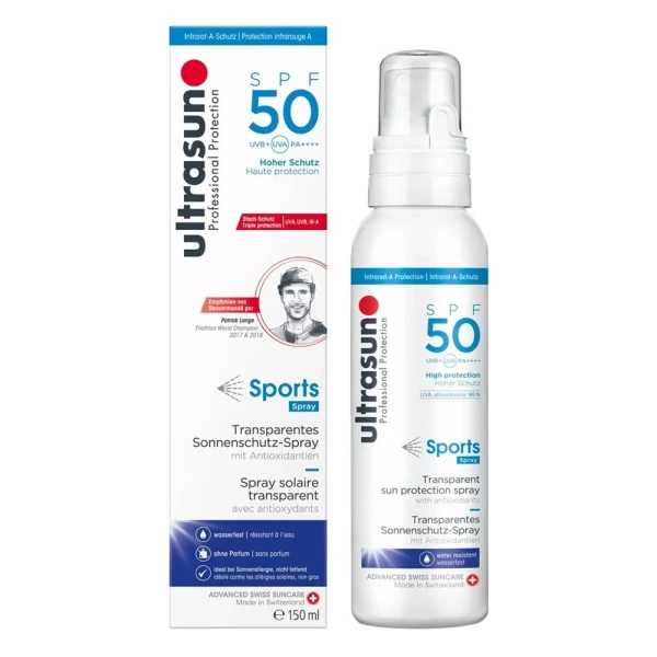 Hier sehen Sie den Artikel ULTRASUN Sports Spray SPF 50 150 ml aus der Kategorie Sonnenschutz. Dieser Artikel ist erhältlich bei pedro-shop.ch