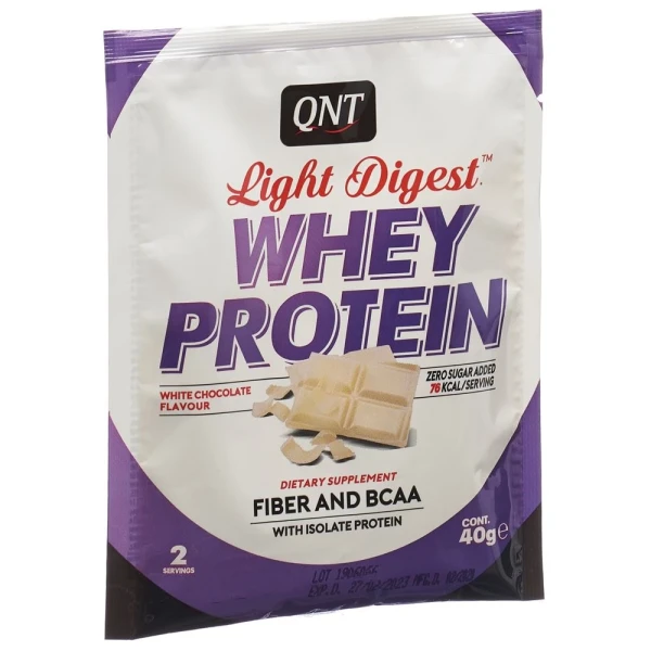 Hier sehen Sie den Artikel QNT Light Digest Whey Protein White Choco 40 g aus der Kategorie Sportpräparate und Zubehör. Dieser Artikel ist erhältlich bei pedro-shop.ch