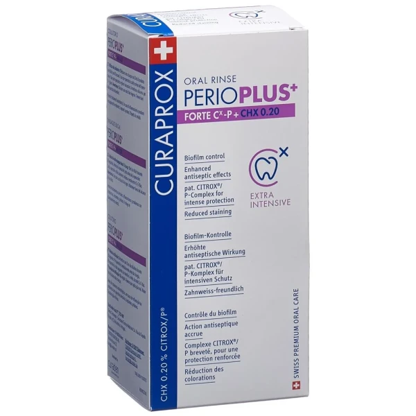 Hier sehen Sie den Artikel CURAPROX Perio Plus Forte CHX 0.2  200 ml aus der Kategorie Zahnspülungen/Mundwasser. Dieser Artikel ist erhältlich bei pedro-shop.ch