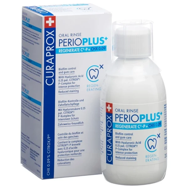 Hier sehen Sie den Artikel CURAPROX Perio Plus Regenerate CHX 0.09  200 ml aus der Kategorie Zahnspülungen/Mundwasser. Dieser Artikel ist erhältlich bei pedro-shop.ch