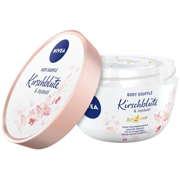 Hier sehen Sie den Artikel NIVEA Body Soufflé Kirschblüte&Jojobaöl 200 ml aus der Kategorie Körpermilch/Creme/Lotion/Öl/Gel. Dieser Artikel ist erhältlich bei pedro-shop.ch