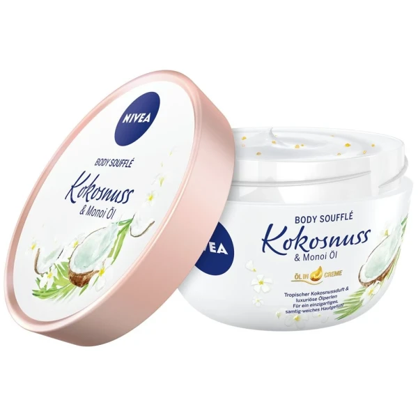 Hier sehen Sie den Artikel NIVEA Body Soufflé Kokosnuss&Monoi Öl 200 ml aus der Kategorie Körpermilch/Creme/Lotion/Öl/Gel. Dieser Artikel ist erhältlich bei pedro-shop.ch