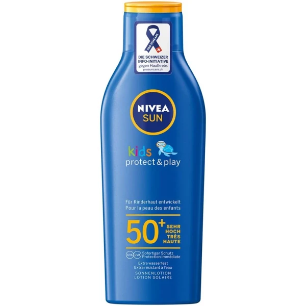 Hier sehen Sie den Artikel NIVEA Kids Protect & Play Sonnenlot LSF50+ 200 ml aus der Kategorie Sonnenschutz. Dieser Artikel ist erhältlich bei pedro-shop.ch