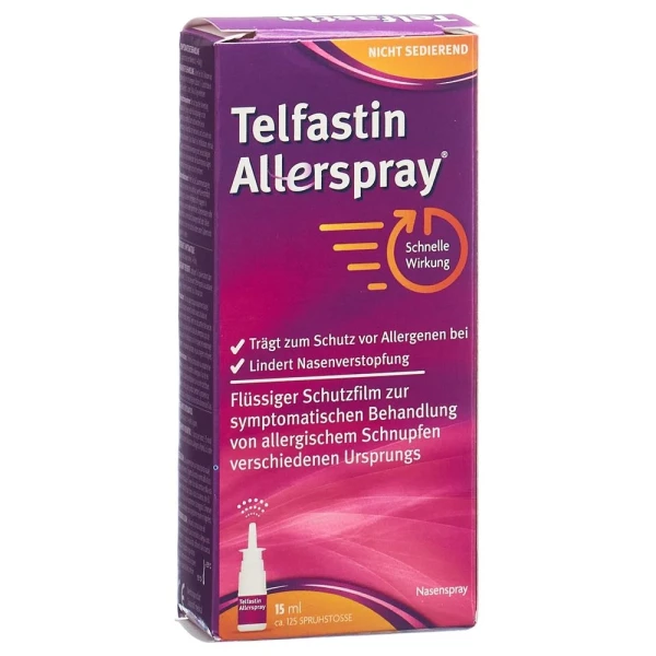 Hier sehen Sie den Artikel TELFASTIN ALLERSPRAY Nasenspray Fl 15 ml aus der Kategorie Andere Spezialitäten. Dieser Artikel ist erhältlich bei pedro-shop.ch