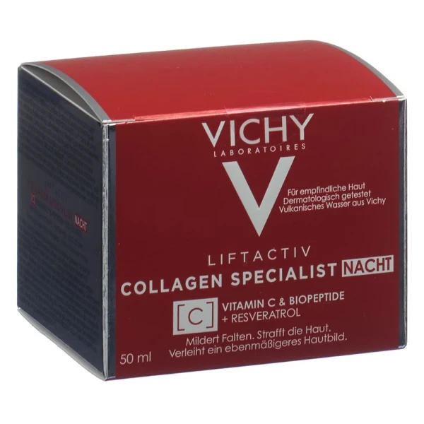 Hier sehen Sie den Artikel VICHY Liftactiv Collagen Specialist Nacht 50 ml aus der Kategorie Gesichts-Balsam/Creme/Gel/Öl. Dieser Artikel ist erhältlich bei pedro-shop.ch