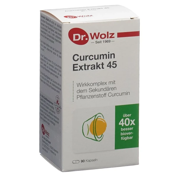 Hier sehen Sie den Artikel DR. WOLZ Curcumin Extrakt 45 Kaps 90 Stk aus der Kategorie Nahrungsergänzungsmittel. Dieser Artikel ist erhältlich bei pedro-shop.ch