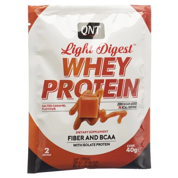 Hier sehen Sie den Artikel QNT Light Digest Whey Protein Salted Caramel 40 g aus der Kategorie Sportpräparate und Zubehör. Dieser Artikel ist erhältlich bei pedro-shop.ch