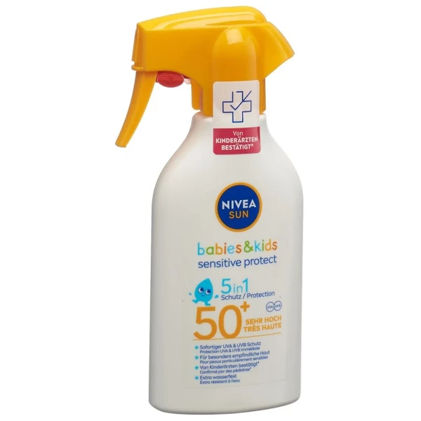 Hier sehen Sie den Artikel NIVEA Protect Sens Babies&Kids Trig LSF50+ 270 ml aus der Kategorie Sonnenschutz. Dieser Artikel ist erhältlich bei pedro-shop.ch