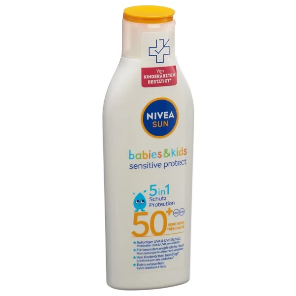 Hier sehen Sie den Artikel NIVEA Protect Sens Babies&Kids Lot LSF50+ 200 ml aus der Kategorie Sonnenschutz. Dieser Artikel ist erhältlich bei pedro-shop.ch