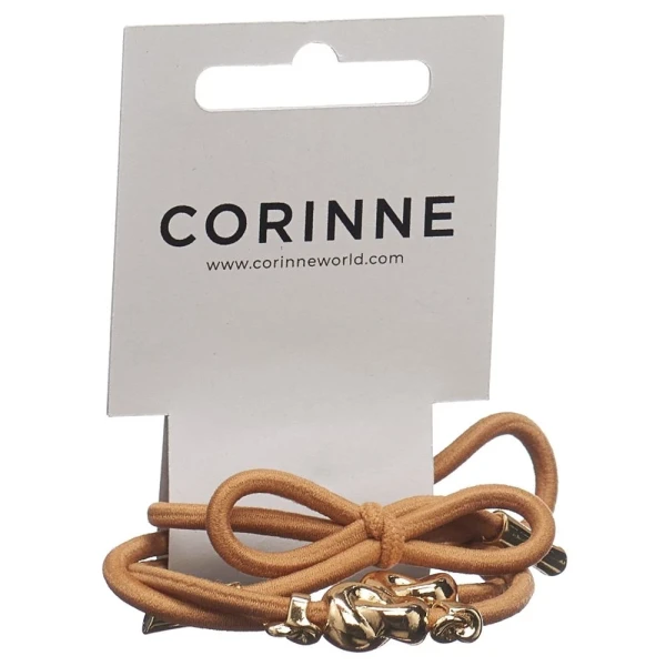 CORINNE Haargummi Hair Tie metal Det camel 3 Stk